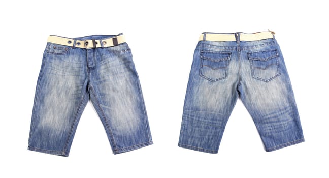 baby jeans with belt isolated on the white background