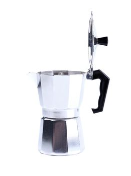 percolator coffee with the lid open on a white background