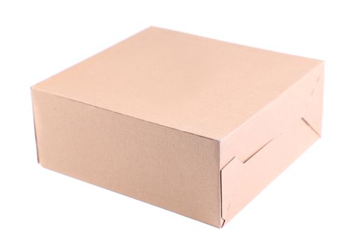 Closed shipping cardboard box isolated on white + Clipping Path