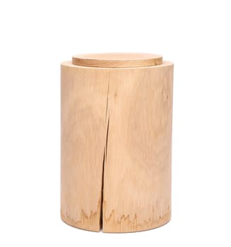 Birch bark container with closed top on a white background