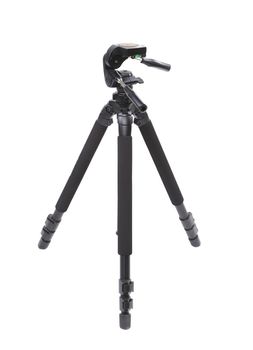 Camera tripod nobody on a white background