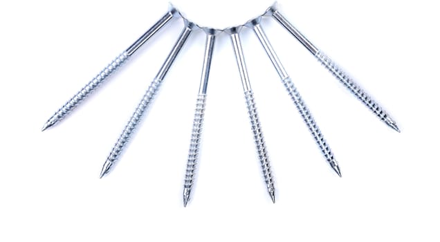 Six screws semicircle on a white background