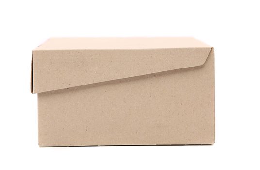 Closed shipping cardboard box isolated on white + Clipping Path