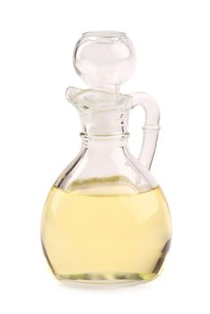 olive oil carafe closed on a white background