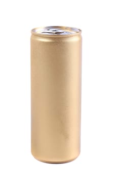 Blanks aluminum and golden soda can on a white background