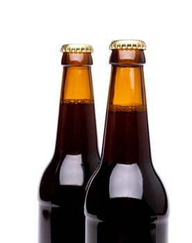 two bottles of beer isolated on white