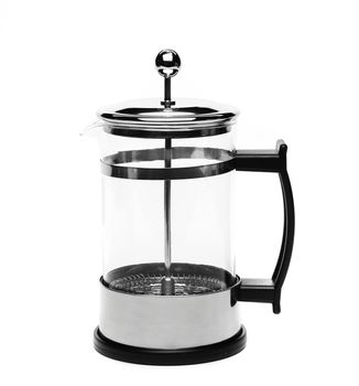 French Press Coffee or Teapot on a white Background.