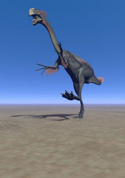 dinosaur gigantoraptor and sky blue
