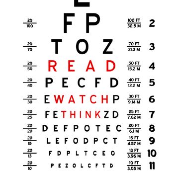 Abstract eye chart background design isolated on white.