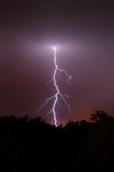 Lightning strikes from the evening sky