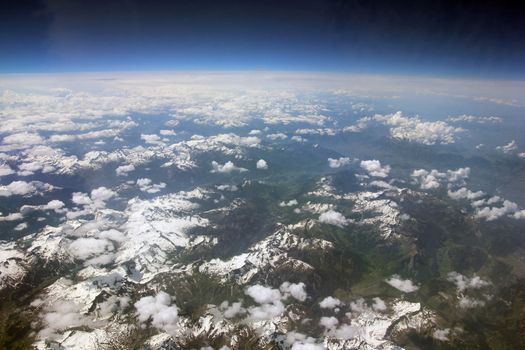Switzerland and Austria  as seen from an airplane window