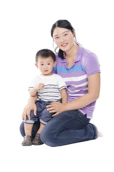 Portrait of a happy young mother with son