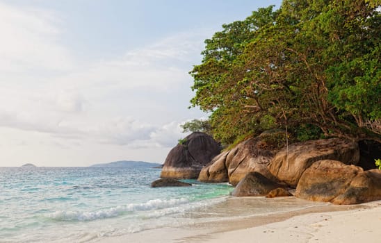 Rising tide on a sand beach, Similian Islands, Thailand