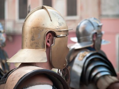 helmets on roman gladiators - side view