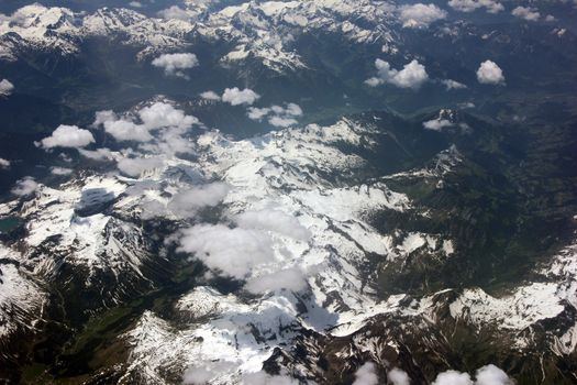 Switzerland and Austria  as seen from an airplane window