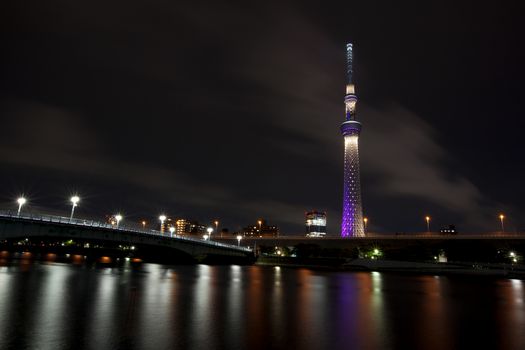 View of Tokyo skyline from Sumida river