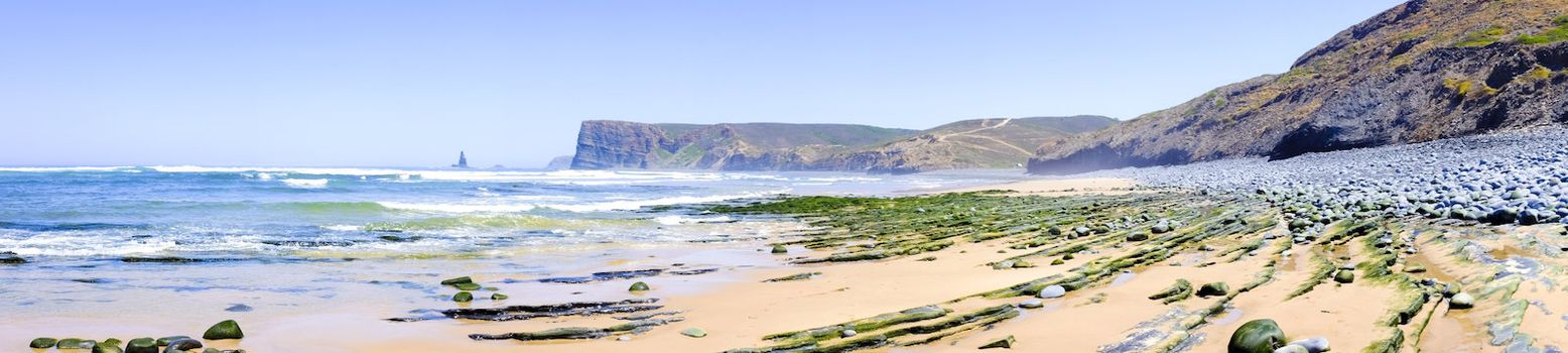 Rocks and ocean at Vale Figueiras in Portugal