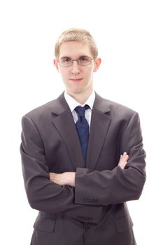 Young businessman cross-armed waiting to advise you