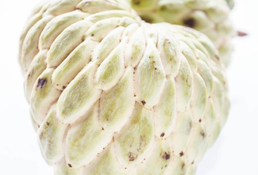 Close up peel texture of unripe custard apple