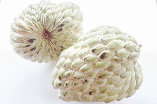 Tropical fruit of custard apple isolated on white background