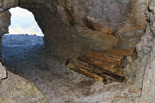 cave built during first world war in Italian Dolomites