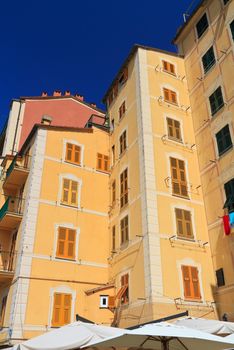 	typical houses in Camogli, famous small town in Liguria, Italy