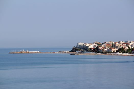 Nea Kallikratia little town in Greece seascape 