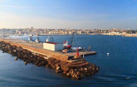 Porto Torres from the sea, sardinia, Italy