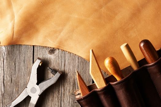 Leather crafting tools still life