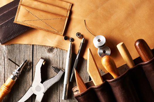Leather crafting tools still life