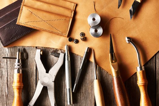 Leather crafting tools still life
