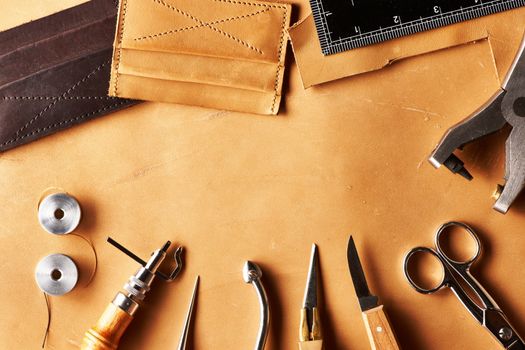Leather crafting tools still life
