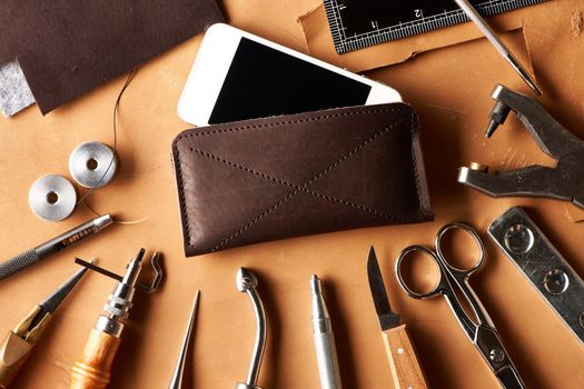Leather crafting tools still life