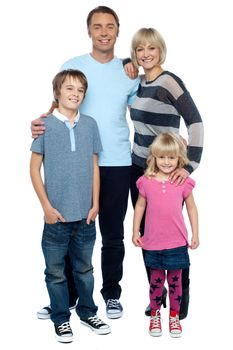 Portrait of a happy family on white background