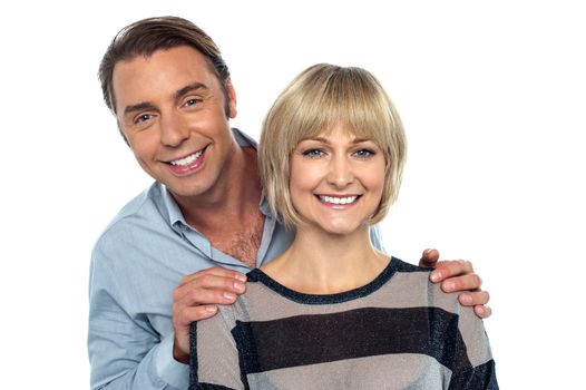 Smiling love couple isolated on white background