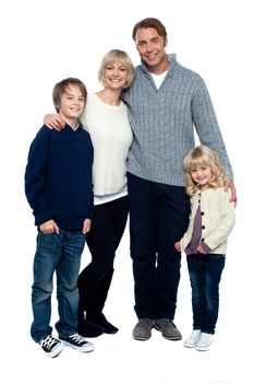 A happy family on white background