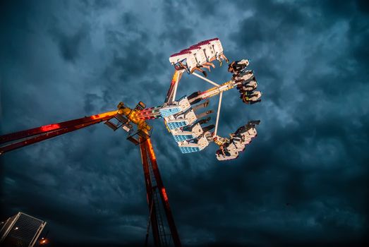 Ride at county or state fair in evening