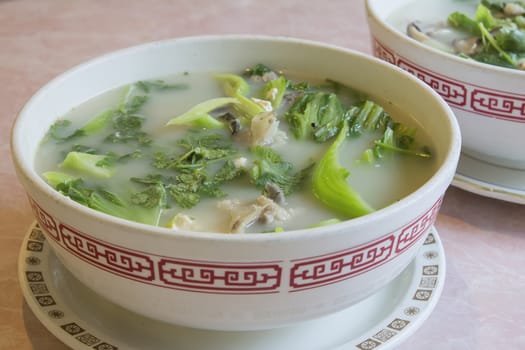 Fish Head Soup with Chinese Vegetable Parsley Tofu and Cilantro