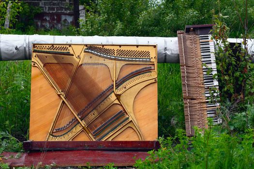 useless piano stand on the streets with separated keyboard