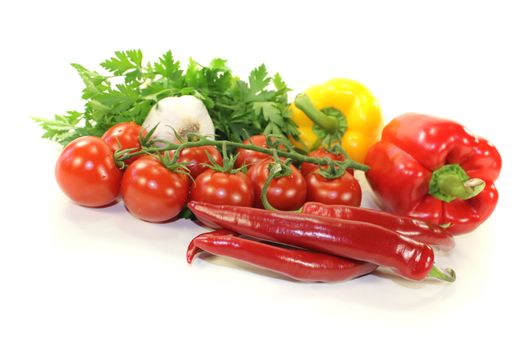 crisp colorful Mediterranean vegetables on a light background