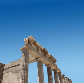 Ancient Greek antique temple facade ruins Acropolis Lindos