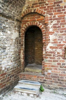 Old ruine from castel in Heenvliet Holland with bridge and water