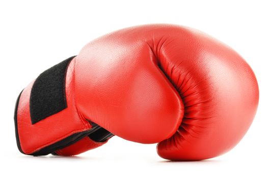 Pair of red leather boxing gloves isolated on white