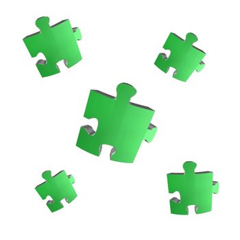 Jigsaw illustrations isolated against a white background