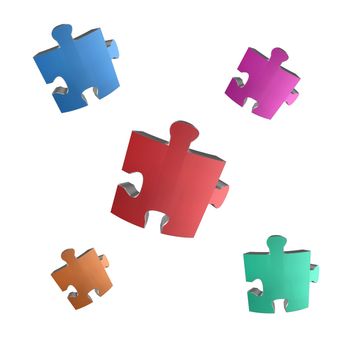 Jigsaw illustrations isolated against a white background