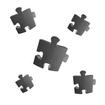 Jigsaw illustrations isolated against a white background