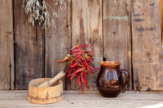 Still Life with Jug, red pepper and utensils