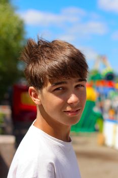 smiling young and happy boy portrait outdoor