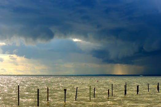 thunderstorm with dramatic and contrasts clouds