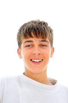 smiling teenager portrait isolated on the white